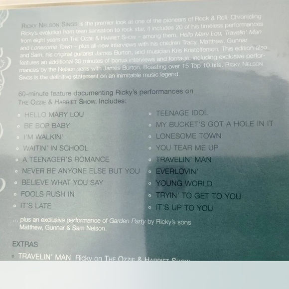 Ricky Nelson Sings DVD 2005 Music Video Brand New Factory Sealed - Picture 3 of 4